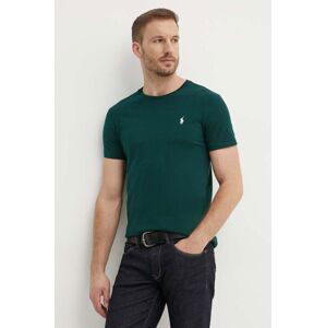 Bavlnené tričko Polo Ralph Lauren pánske,zelená farba,jednofarebné,710671438