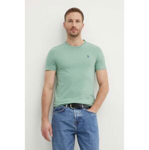 Bavlnené tričko Polo Ralph Lauren pánske,zelená farba,jednofarebné,710671438