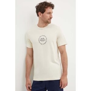 Bavlnené tričko Helly Hansen béžová farba, vzorovaný