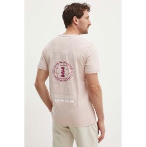 Bavlnené tričko Helly Hansen ružová farba, vzorovaný