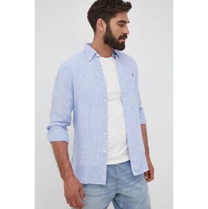 Ľanová košeľa Polo Ralph Lauren pánska,regular,s golierom button-down,710873446001