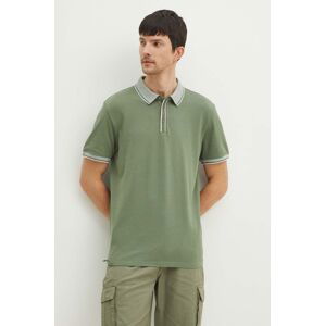 Bavlnené polo tričko Medicine pánske, zelená farba, jednofarebný