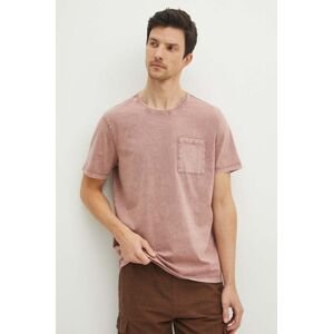 Bavlnené tričko Medicine pánsky, ružová farba, jednofarebný