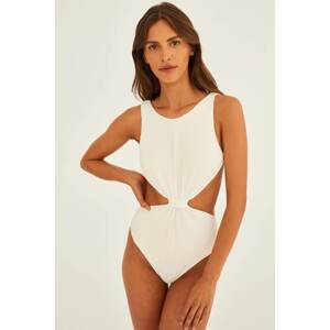 Jednodielne plavky Undress Code biela farba, mäkké košíky, 969