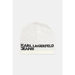 Bavlnená čiapka Karl Lagerfeld Jeans béžová farba, z tenkej pleteniny, bavlnené, A3M33113