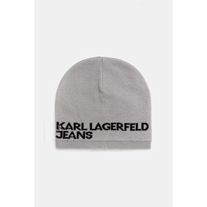 Bavlnená čiapka Karl Lagerfeld Jeans šedá farba, z tenkej pleteniny, bavlnené, A3M33113