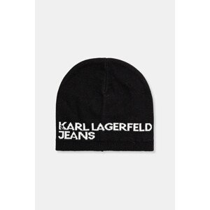 Bavlnená čiapka Karl Lagerfeld Jeans čierna farba, z tenkej pleteniny, bavlnené, A3M33113