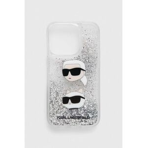 Puzdro na mobil Karl Lagerfeld iPhone 14 Pro 6.1 strieborná farba