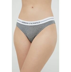 Brazílske nohavičky Armani Exchange šedá farba,