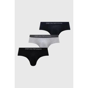 Bavlnené slipy Emporio Armani Underwear 3-pak tmavomodrá farba