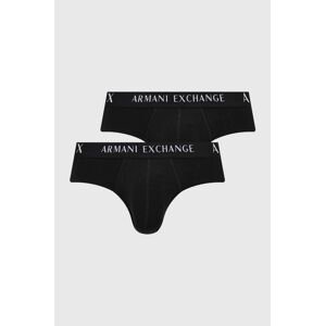 Slipy Armani Exchange 2-pak pánske, čierna farba