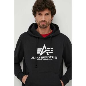 Mikina Alpha Industries Basic Hoody 178312.03, pánska, čierna farba, s kapucňou, s potlačou