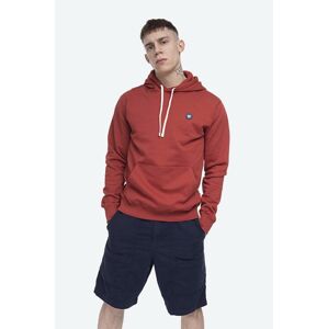 Bavlnená mikina Wood Wood Ian Hoodie 10945600.2424-RUST, pánska, červená farba, s kapucňou, jednofarebná