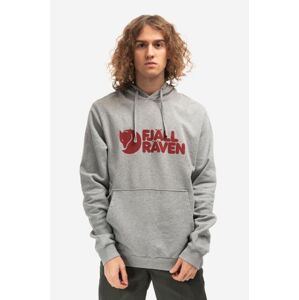 Bavlnená mikina Fjallraven Logo Hoodie F84144 020-999 pánska, šedá farba, s kapucňou, vzorovaná