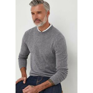 Vlnený sveter United Colors of Benetton pánsky, šedá farba, tenký