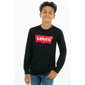 Detské tričko s dlhým rukávom Levi's čierna farba, s potlačou