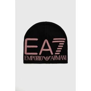 Čiapka EA7 Emporio Armani čierna farba, z tenkej pleteniny,