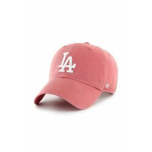 Bavlnená šiltovka 47brand MLB Los Angeles Dodgers ružová farba, s nášivkou