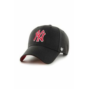 Čiapka s prímesou vlny 47brand MLB New York Yankees čierna farba, s nášivkou