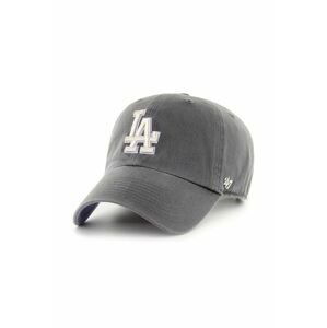 Bavlnená šiltovka 47brand MLB Los Angeles Dodgers šedá farba, s nášivkou