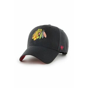 Čiapka 47brand Chicago Blackhawks čierna farba, s nášivkou