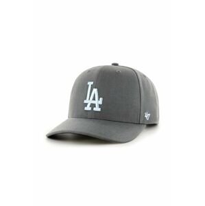 Čiapka s prímesou vlny 47brand MLB Los Angeles Dodgers šedá farba, s nášivkou