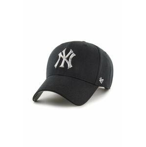 Bavlnená šiltovka 47brand MLB New York Yankees čierna farba, s nášivkou