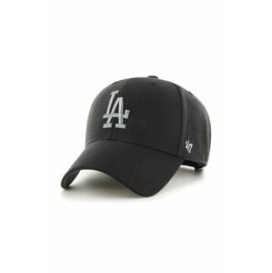 Bavlnená šiltovka 47brand MLB Los Angeles Dodgers čierna farba, s nášivkou