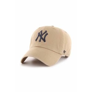 Bavlnená šiltovka 47brand MLB New York Yankees béžová farba, s nášivkou