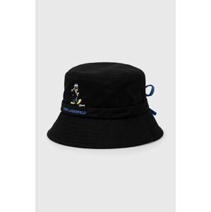 Bavlnený klobúk Karl Lagerfeld x Disney čierna farba, bavlnený