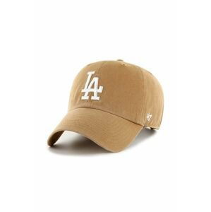 Bavlnená šiltovka 47brand MLB Los Angeles Dodgers béžová farba, s nášivkou