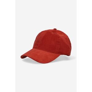 Manšestrová baseballová čiapka Wood Wood Low profile 12130810.9016, červená farba, jednofarebná