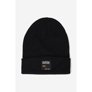 Čiapka Alpha Industries Label Beanie 118934.03-black, čierna farba