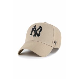 Šiltovka s prímesou vlny 47brand MLB New York Yankees béžová farba, s nášivkou