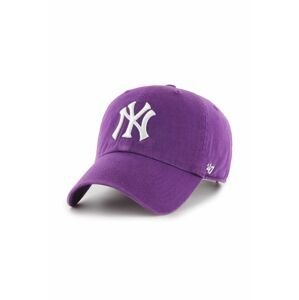 Bavlnená šiltovka 47brand MLB New York Yankees fialová farba, s nášivkou