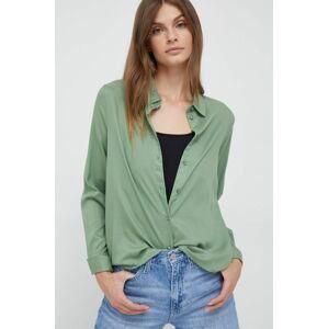 Košeľa Vero Moda dámska, zelená farba, regular, s klasickým golierom