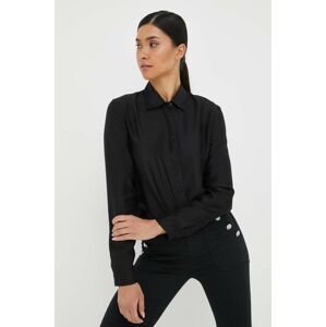 Košeľa Armani Exchange dámska, čierna farba, regular, s klasickým golierom