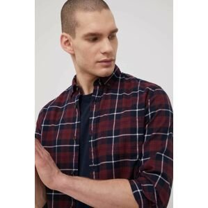 Bavlnená košeľa Jack & Jones pánska, bordová farba, regular, s golierom button-down