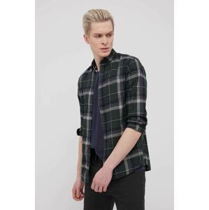 Bavlnená košeľa Jack & Jones pánska, zelená farba, regular, s golierom button-down