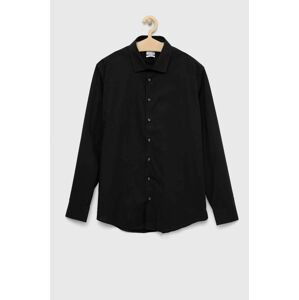 Bavlnená košeľa Seidensticker Pánska, čierna farba, regular, s klasickým golierom