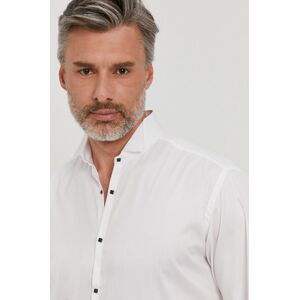 Bavlnená košeľa Karl Lagerfeld pánska, biela farba, regular