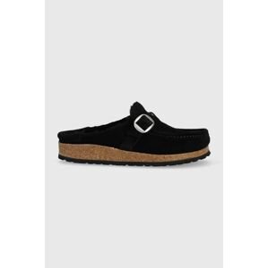 Kožené šľapky Birkenstock Buckley Shearling Buckley Shearling dámske, čierna farba