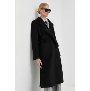 Vlnený kabát MAX&Co. čierna farba, prechodný, bez zapínania