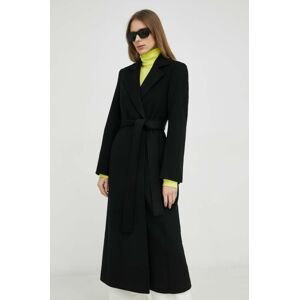 Vlnený kabát MAX&Co. čierna farba, prechodný