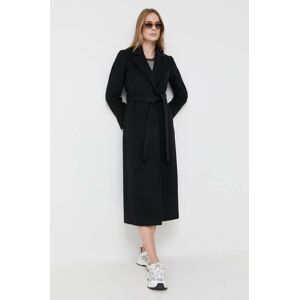 Vlnený kabát MAX&Co. čierna farba, prechodný