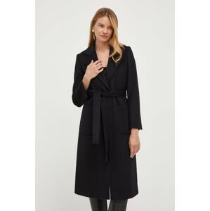 Vlnený kabát MAX&Co. čierna farba, prechodný, bez zapínania