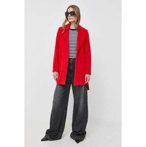 Vlnený kabát MAX&Co. červená farba, prechodný, bez zapínania