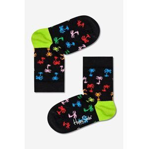 Detské ponožky Happy Socks Palm čierna farba, KPLM01-9300