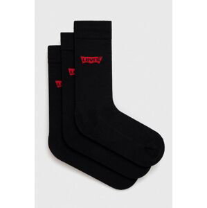 Ponožky Levi's 3-pak čierna farba