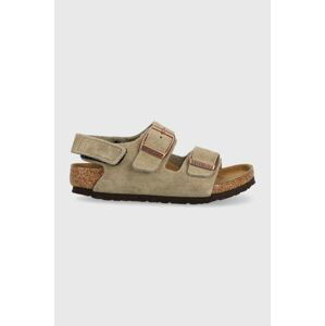 Detské semišové sandále Birkenstock Milano béžová farba